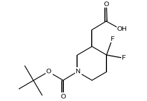 2-(1-(tert-butoxycarbonyl)-4,4-difluoropiperidin-3-yl)acetic acid structure, CAS 1334417-29-6