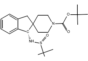 tert-butyl (S)-1-(((R)-tert-butylsulfinyl)amino)-4-fluoro-1,3-dihydrospiro[indene-2,4'-piperidine]-1'-carboxylate structure, CAS 2377354-95-3