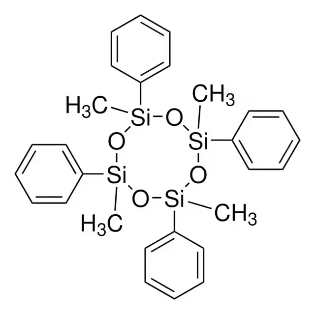 2,4,6,8-tetramethyl-2,4,6,8-tetraphenylcyclotetrasiloxane structure, CAS 77-63-4
