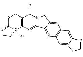 10H-1,3-Dioxolo[4,5-g]pyrano[3',4':6,7]indolizino[1,2-b]quinoline-8,11(7H,13H)-dione, 14-(aminomethyl)-7-ethyl-7-hydroxy-, (7S)- structure, CAS 765871-81-6