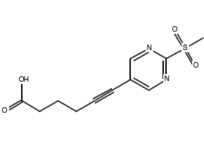 5-Hexynoic acid, 6-[2-(methylsulfonyl)-5-pyrimidinyl]- structure, CAS 2356229-58-6