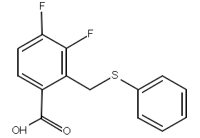 3,4-difluoro-2-((phenylthio)methyl)benzoic acid structure, CAS 2136287-65-3