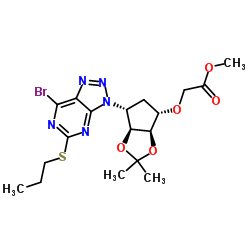 Acetic acid, [[(3aR,4S,6R,6aS)-6-[7-bromo-5-(propylthio)-3H-1,2,3-triazolo[4,5-d]py rimidin-3-yl]tetrahydro-2,2-dimethyl-4H-cyclopenta-1,3-dioxol-4-yl]oxy]-, methyl ester structure, CAS 274693-24-2