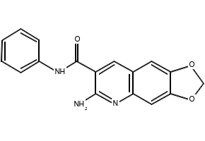 6-amino-N-phenyl[1,3]dioxolo[4,5-g]quinoline-7-carboxamide structure, CAS 131336-38-4
