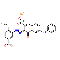 sodium 4-hydroxy-3-[(2-methoxy-5-nitrophenyl)azo]-6-(phenylamino)naphthalene-2-sulphonate structure, CAS 3626-41-3