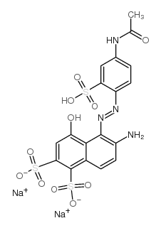 disodium 5-((4-acetylamino-2-sulphophenyl)azo)-6-amino-4-hydroxynaphthalene-2-disulphonate structure, CAS 6360-07-2