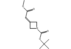 1-Azetidinecarboxylic acid, 3-(2-methoxy-2-oxoethylidene)-, 1,1-dimethylethyl ester structure, CAS 1105662-87-0