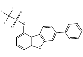 Methanesulfonic acid, 1,1,1-trifluoro-, 7-phenyl-1-dibenzofuranyl ester structure, CAS 2128707-95-7