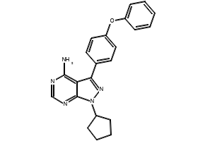 1-cyclopentyl-3-(4-phenoxyphenyl)-1H-pyrazolo[3,4-d]pyrimidin-4-amine structure, CAS 330786-25-9