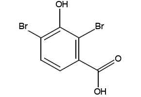 2,4-dibromo-3-hydroxybenzoic acid structure, CAS 91659-00-6