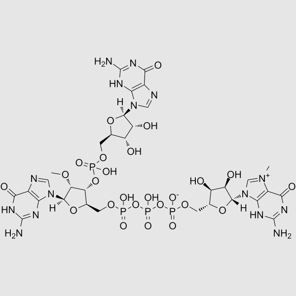 Guanosine, 7-methylguanylyloxyphosphinicooxyphosphinico-(5'→5')-2'-O-methylguanylyl-(3'→5')-, inner salt structure, CAS 1258049-00-1