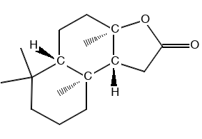 decahydro-3a,6,6,9a-tetramethylnaphtho[2,1-b]furan-2(1H)-one structure, CAS 1216-84-8