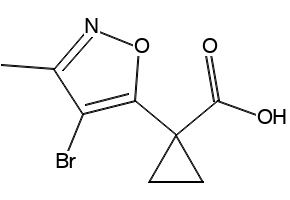 Cyclopropanecarboxylic acid, 1-(4-bromo-3-methyl-5-isoxazolyl)- structure, CAS 1380090-08-3