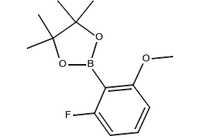2-(2-fluoro-6-methoxyphenyl)-4,4,5,5-tetramethyl-1,3,2-dioxaborolane structure, CAS 1599432-41-3