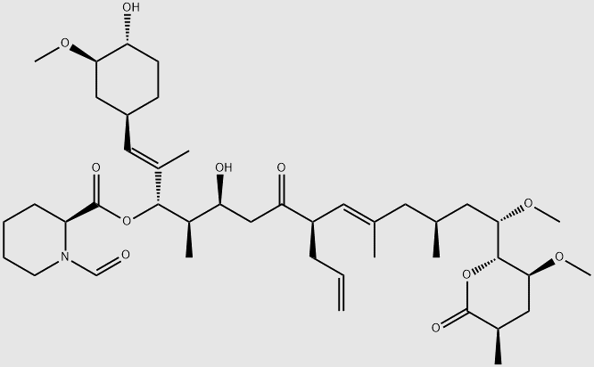 2-Piperidinecarboxylic acid, 1-formyl-, (1S,2R,3S,6R,7E,10S,12S)-3-hydroxy-1-[(1E)-2-[(1R,3R,4R)-4-hydroxy-3-methoxycyclohexyl]-1-methylethenyl]-12-methoxy-2,8,10-trimethyl-5-oxo-6-(2-propen-1-yl)-12-[(2R,3S,5R)-tetrahydro-3-methoxy-5-methyl-6-oxo-2H-pyra structure, CAS 143210-33-7