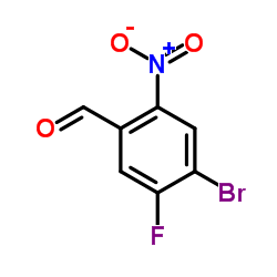 4-Bromo-5-fluoro-2-nitro-benzaldehyde structure, CAS 213382-40-2