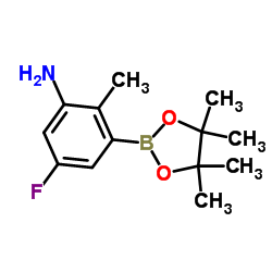 5-Fluoro-2-methyl-3-(4,4,5,5-tetramethyl-1,3,2-dioxaborolan-2-yl)aniline structure, CAS 1418128-33-2