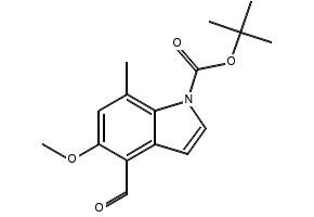 tert-butyl 4-formyl-5-hydroxy-7-methyl-1H-indole-1-carboxylate structure, CAS 2408761-23-7