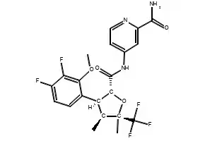2-Pyridinecarboxamide, 4-[[[(2R,3S,4S,5R)-3-(3,4-difluoro-2-methoxyphenyl)tetrahydro-4,5-dimethyl-5-(trifluoromethyl)-2-furanyl]carbonyl]amino]- structure, CAS 2649467-58-1