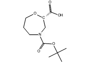 (S)-4-(tert-butoxycarbonyl)-1,4-oxazepane-2-carboxylic acid structure, CAS 1273567-44-4