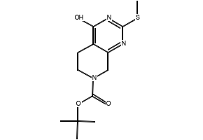 tert-butyl 4-hydroxy-2-(methylthio)-5,8-dihydropyrido[3,4-d]pyrimidine-7(6H)-carboxylate structure, CAS 338739-81-4