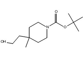 tert-butyl 4-(2-hydroxyethyl)-4-methylpiperidine-1-carboxylate structure, CAS 236406-33-0