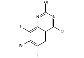 Quinazoline, 7-bromo-2,4-dichloro-8-fluoro-6-iodo- structure, CAS 2241720-34-1