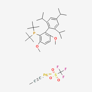 Palladium(1+), [[3,6-dimethoxy-2',4',6'-tris(1-methylethyl)[1,1'-biphenyl]-2-yl-κC1']bis(1,1-dimethylethyl)phosphine-κP](η3-2-propen-1-yl)-, 1,1,1-trifluoromethanesulfonate (1:1) structure, CAS 1798782-15-6
