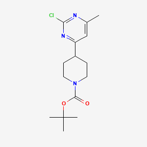 1-Piperidinecarboxylic acid, 4-(2-chloro-6-methyl-4-pyrimidinyl)-, 1,1-dimethylethyl ester structure, CAS 1312760-62-5
