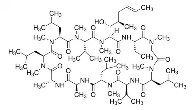 Cyclosporine structure, CAS 63798-73-2