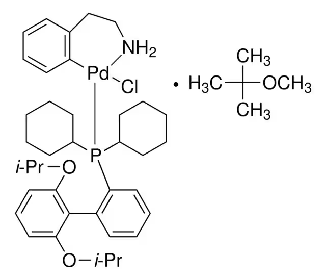 Palladium, [2-[2-(amino-κN)ethyl]phenyl-κC][[2',6'-bis(1-methylethoxy)[1,1'-biphenyl]-2-yl]dicyclohexylphosphine-κP]chloro-, (SP-4-4)-, compd. with 2-methoxy-2-methylpropane (1:1) structure, CAS 2361069-97-6