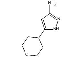 5-(tetrahydro-2H-pyran-4-yl)-1H-pyrazol-3-amine structure, CAS 1000896-69-4