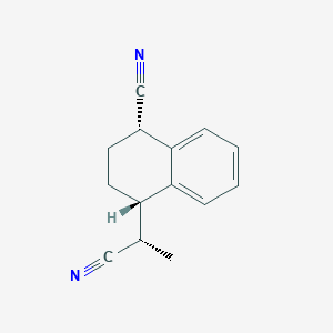 rel-(αR,1R,4R)-4-Cyano-1,2,3,4-tetrahydro-α-methyl-1-naphthaleneacetonitrile structure, CAS 142759-38-4