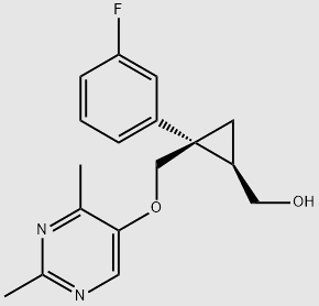 ((1 R,2S)-2-(((2,4-dimethylpyrimidin-5-yl)oxy)methyl)- 2-(3-fluorophenyl)cyclopropyl)methanol structure, CAS 1369767-24-7