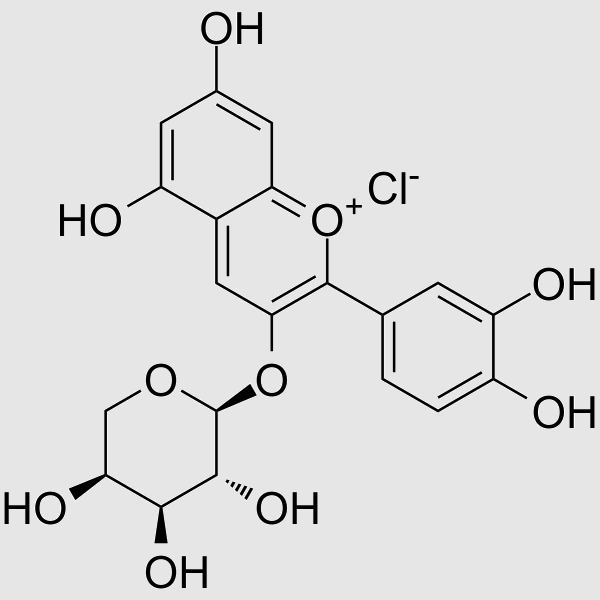 氯化矢车菊素-3-O-阿拉伯糖苷 structure, CAS 111613-04-8