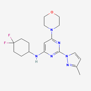 4-Pyrimidinamine, N-(4,4-difluorocyclohexyl)-2-(3-methyl-1H-pyrazol-1-yl)-6-(4-morpholinyl)- structure, CAS 2167246-24-2