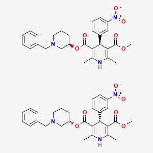 3,5-Pyridinedicarboxylic acid, 1,4-dihydro-2,6-dimethyl-4-(3-nitrophenyl)-, 3-methyl 5-[(3R)-1-(phenylmethyl)-3-piperidinyl] ester, (4S)-rel- structure, CAS 105979-18-8