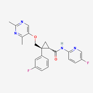 Cyclopropanecarboxamide, 2-[[(2,4-dimethyl-5-pyrimidinyl)oxy]methyl]-2-(3-fluorophenyl)-N-(5-fluoro-2-pyridinyl)-, (1S,2S)- structure, CAS 3070371-43-3