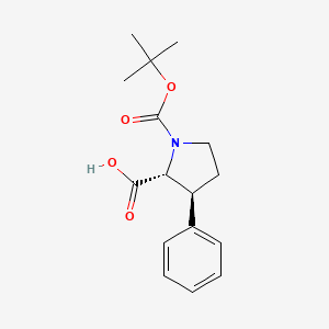(2R,3S)-1-(tert-butoxycarbonyl)-3-phenylpyrrolidine-2-carboxylic acid structure, CAS 123724-32-3