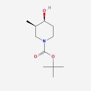 1-Piperidinecarboxylic acid, 4-hydroxy-3-methyl-, 1,1-dimethylethyl ester, (3R,4S)- structure, CAS 2102325-71-1
