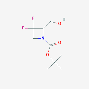 tert-butyl 3,3-difluoro-2-(hydroxymethyl)azetidine-1-carboxylate structure, CAS 1638759-62-2