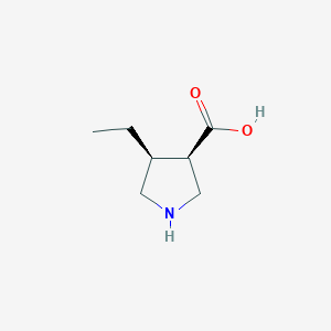 3-Pyrrolidinecarboxylic acid, 4-ethyl-, (3R,4S)- structure, CAS 1821826-28-1