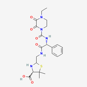 4-Thiazolidinecarboxylic acid, 2-[[[(2R)-2-[[(4-ethyl-2,3-dioxo-1-piperazinyl)carbonyl]amino]-2-phenylacetyl]amino]methyl]-5,5-dimethyl-, (4S)- structure, CAS 2649505-15-5