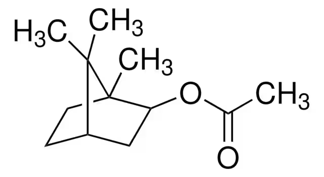 Isobornyl acetate structure, CAS 125-12-2