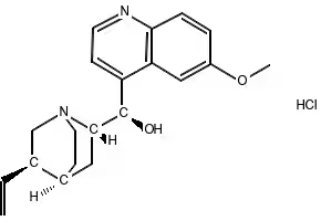Quinine hydrochloride structure, CAS 130-89-2
