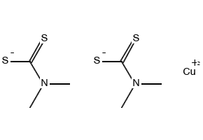 Copper dimethyldithiocarbamate structure, CAS 137-29-1