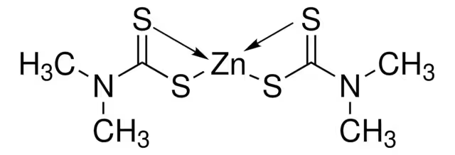 Zinc dimethyldithiocarbamate structure, CAS 137-30-4