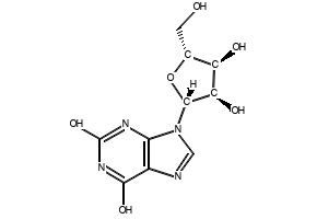 Xanthosine structure, CAS 146-80-5
