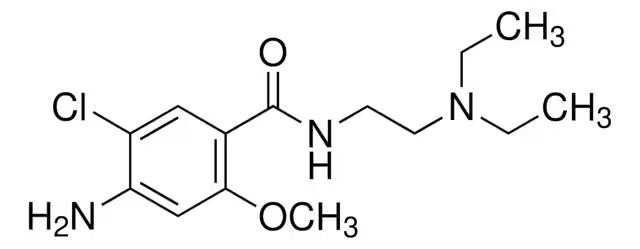 Metoclopramide structure, CAS 364-62-5