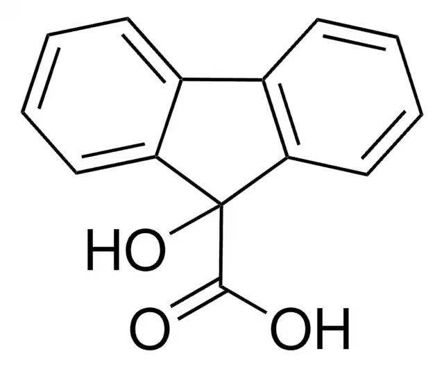 9-Hydroxy-9-fluorenecarboxylic acid structure, CAS 467-69-6